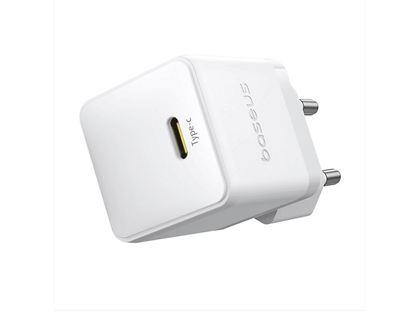 Cargador de pared - Baseus PALM, 20W, Tipo C, Carga ultrarrápida, Control de temperatura, Universal, Blanco Moon
