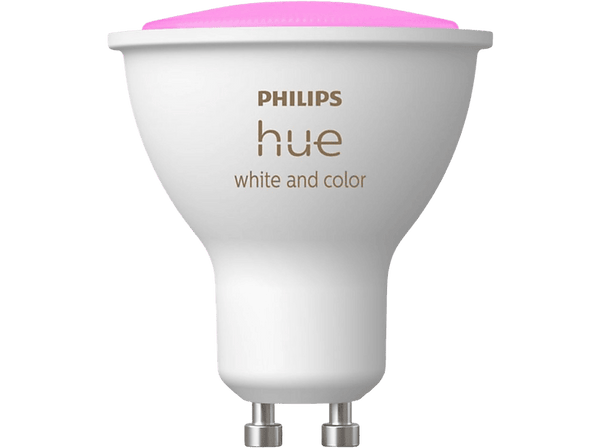 Bombilla inteligente - Philips Hue GU10, Luz Blanca y de Colores, 3W, Compatible con Alexa y Google Home