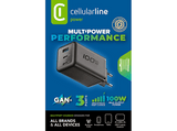 Cargador de pared - CellularLine ACH GaN+ 3 Puertos 100W, Universal, Negro