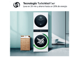 Lavadora secadora - LG WT1210WWF, Torre de lavado 12/10 kg, TurboWash™, Smart Pairing™, Blanco