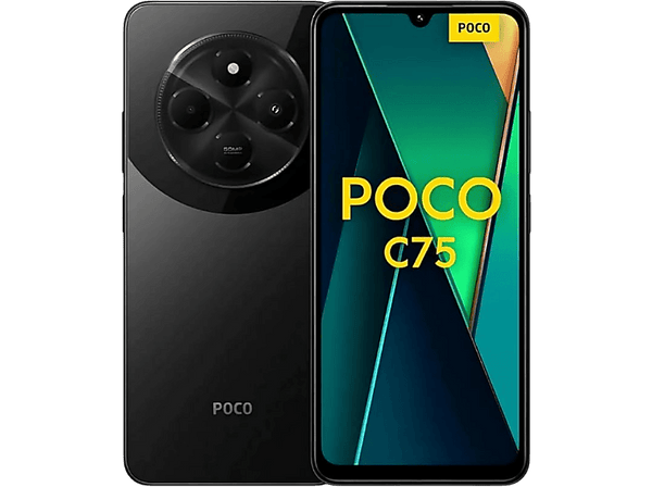 Móvil - Poco C75, Negro, 128 GB, 6 GB RAM, 6.88" HD+, Mediatek Helio G81 Ultra, 5160 mAh, Android