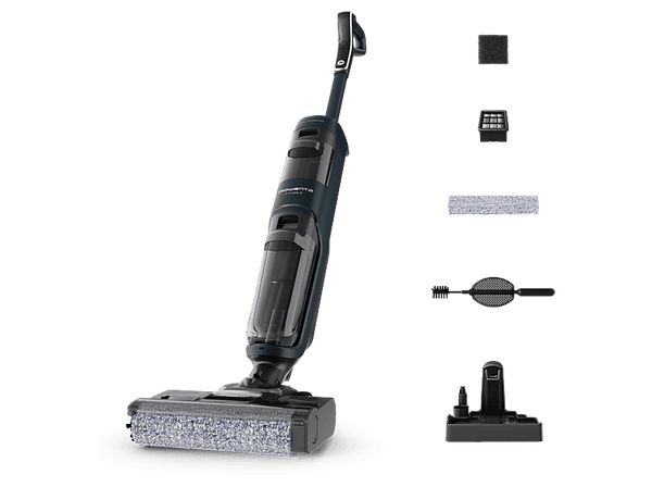 Fregona eléctrica - Rowenta X-Clean 2 GZ2251, Wet & dry, 35 min autonomía, Modos ECO/MAX, Ligera, 2 en 1, Aspira y friega, Autolimpieza, 120 W, Negro