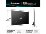 TV Mini LED 65 - Hisense 65U8Q, UHD 4K, Sensor Luz IA, Quantum Dot, Sonido 4.1.2, Anti-Reflection Pro, 165 Hz, Negro