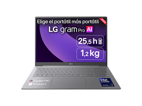 Portátil - LG 16Z90TS-G.AU99BN Copilot+PC, 16 " WQXGA, Intel® Core™ Ultra 9 288V 48 TOPS, 32 GB RAM, 1 TB SSD, Arc™ GPU, Windows 11 Home, Sin cargador