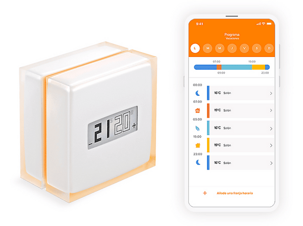 Termostato - Netatmo NTH01-EN-EU, Inteligente, Wi-Fi, Calefacción individual, Ahorro/Eco/Confort, Blanco