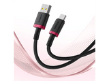 Cable USB - Baseus Dura, USB a USB-C, 100 cm, 60W, Carga rápida, Ultrarresistente, Negro y Rojo