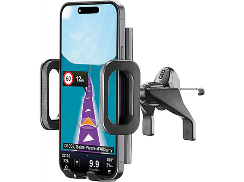 Soporte de móvil para coche - CellularLine HUGHOLDERVENTK, Universal, Pinza, Negro