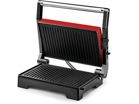Sandwichera - Ufesa Stromboli, 1000 W, Placas antiadherentes, Rojo y negro