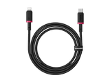 Cable USB - Baseus Dura, Lightning a USB-C, 100 cm, 20W, Carga rápida, Ultrarresistente, Negro y Rojo