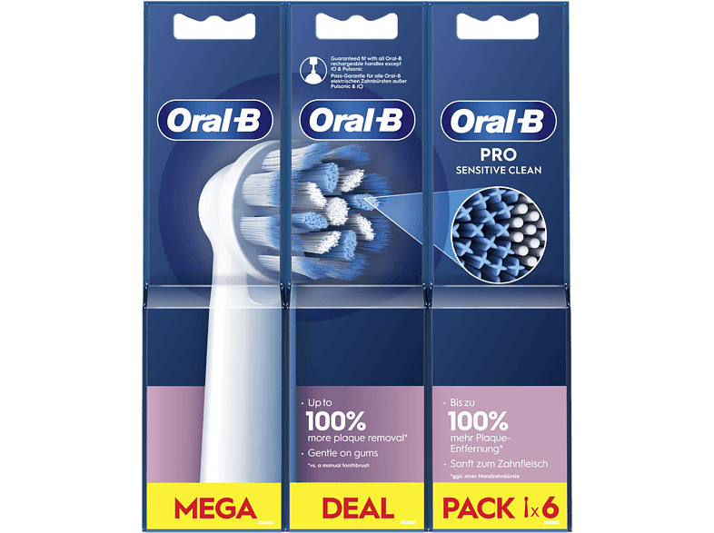 Recambio para cepillo dental - Oral-B Pro Sensitive Clean, Cabezales De Recambio, 6 Unidades