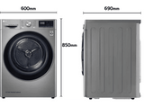 Secadora - LG RH90V9PV2N, Bomba de calor, Independiente, 9kg, 14 programas, Acero Inoxidable