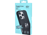 Funda - Isy ISC 6107, Compatible con iPhone 16 Pro, Resistente a Golpes, Soporte Plegable Integrado, Negro