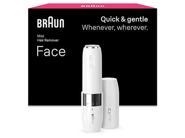 Depiladora facial - Braun Face Mini Rasuradora FS1000, Rápida y suave, Fácil de llevar, Luz Smartlight, Blanco