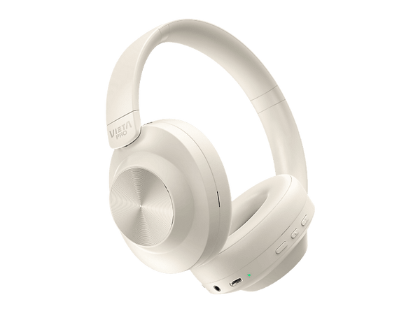 Auriculares inalámbricos - Vieta Pro Way 5, Circumaurales, Cancelación activa de ruido ANC, Bluetooth, Plegable, Blanco