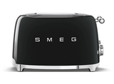 Tostadora - Smeg TSF03BLEU, 2000W, 4 rebanadas, 6 niveles, Función descongelar y bagel, Vintage, Negro