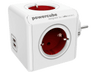 Ladrón enchufe - PowerCube Allocacoc 1202RD/DEOUPC, 4 tomas de corriente, 2 puertos USB, Rojo