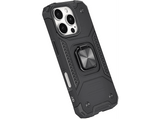 Funda - Isy ISC 6107, Compatible con iPhone 16 Pro, Resistente a Golpes, Soporte Plegable Integrado, Negro