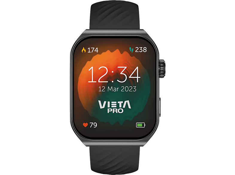 Smartwatch - Vieta Pro Curve Amoled, IP67, Carga Magnética, Multideporte, Hasta 15 días,  Negro