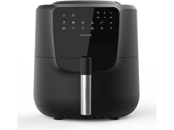 Freidora de aire - Cecotec Cecofry Rain M, 1550 W, 5.5L, Pulverización automática de aceite, 8 menús, Autolimpieza, Negro
