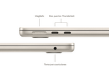 Apple MacBook Air (2024), 13,6 Retina, Chip M3 Apple, CPU de 8 núcleos, GPU de 10 núcleos, 24GB RAM, 2TB de SSD, USB-C 70W, Blanco estrella