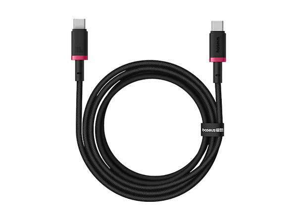 Cable USB - Baseus Dura, USB-C a USB-C, 200 cm, 100W, Carga rápida, Ultrarresistente, Negro y Rojo