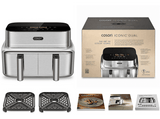 Freidora de aire - Cosori Iconic Dual, 8.6 l, 2700 V, 30 °C - 230 °C, Dual-Zone, Plata