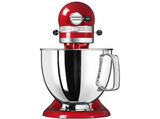 Robot amasador - Kitchen-Aid Artisan 5KSM125EER, 300W, 4.8 l, Hasta 220 rpm, 4 accesorios, Rojo