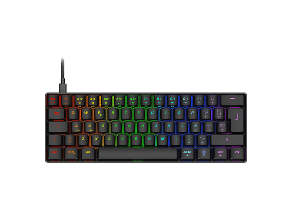 Teclado gaming - ISY IGK-5100-WT-ES, Mini RGB, Mecánico, Cable, Teclas iluminadas, Negro
