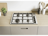 Encimera - Candy Idea CHW6LBX, Gas, 4 quemadores, Válvula seguridad Sicurflame, 60cm, Mandos independientes, Inox