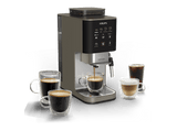 Cafetera superautomática - Krups Coffee Crush, Café en grano y molido, 15 bares, 4 recetas de café, Táctil, Compacta, 5 niveles de molienda, Inox