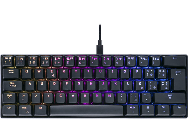 Teclado gaming - ISY IGK 5000-BK-ES, Cable 1.8 m, Mini, Retroiluminación, Negro