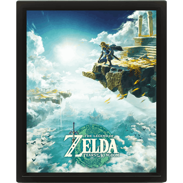 Póster 3D - Pyramid The Legend Of Zelda: Tears Of The Kingdom (Hyrule Skies), Lenticular, 20x26 cm, Enmarcado