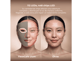 Máscara LED - Cecotec FaceCare LÜM Ice, 9 luces LED, Infrarrojos, 112 LED, 448 chips LED, IceTech, Silicona médica, 210 min de autonomía, Blanco