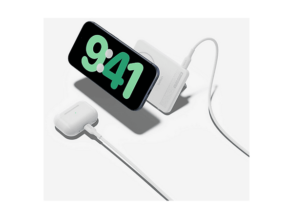 Powerbank - belkin BPD011hqWH, 5000 mAh, Dispositivos habilitados con Qi2 y 20 W de potencia, Blanco