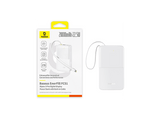 Powerbank - Baseus EnerFill Bipow2 Pro, 20000mAh, 22.5W, Cable retráctil, Carga simultánea ultrarrápida, USB-C, Blanco Moon