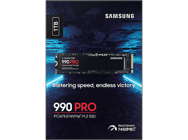 Disco duro SSD Interno 1 TB - Samsung 990 PRO MZ-V9P1T0BW, Interno, PCI Express 4.0, M2, 7450 MB/s, Negro