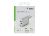 Cargador de pared - Belkin BoostCharge Cargador de pared USB-A doble de 24 W, Universal, Blanco