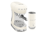 Cafetera express - Smeg ECF12CREU, 15 bar, 1350 W, 2 Tazas, Incluye Espumador de leche, Sistema de calentamiento Thermoblock, Crema