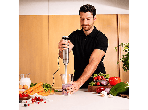 Batidora de mano - Cecotec Power Pulsar 2300Max Cream&Crush, 2300 W, Cuchillas 4 Hojas Acero Inoxidable, Pie Xl Extralargo, Gris