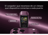 Cargador de pared - Baseus PicoGo AH22,  100W, USB-C, Carga ultrarrápida simultánea, Triple puerto, Pantalla inteligente, Con cable 1m, Dark Cherry