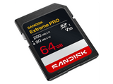 Tarjeta SD - SANDISK Extreme PRO, 64 GB, Hasta 200 MB/s lectura, UHS-I, V30, U3, Vídeos 4K y Full HD, Negro