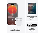 Apple AirPods 4 con Cancelación Activa de Ruido (2024 4ª gen), Inalámbricos, Bluetooth®, Estuche de carga inalámbrico, Chip H2, Siri, USB-C, Blanco