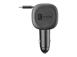 Cargador coche - Cellularline ROLL, Retráctil, 30 W, Tipo C, Universal, Negro
