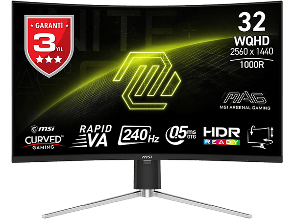 Monitor gaming - MSI MAG 325CQRXF E2, 31.5" WQHD, 240Hz, 0.5 ms GtG, VA , Adaptive Sync, Curvo, HDR Ready