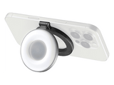 Aro de luz + soporte - CellularLine MAGNETIC RING LIGHT,  Luz magnética con soporte MagSafe, 3 tonos de luz e intensidad, Plegable, Negro