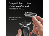 Recambio para afeitadora - Braun 74S, Compatible con afeitadoras Series 7, Plata
