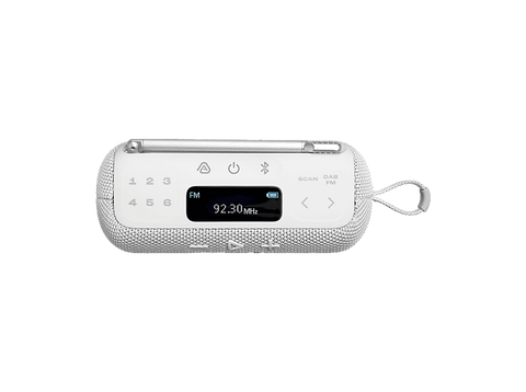 Radio portátil - JBL Tuner 3, 7W Potencia, Señal FM/DAB/DAB+, 12h Autonomía, Resistencia IP68, USB-C, Blanco
