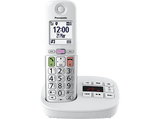 Teléfono - Panasonic KX-TGU430, Pantalla Retroiluminada, Linterna, Volumen Amplificado, Bloqueo de Llamadas, Contestador, Blanco y Plata