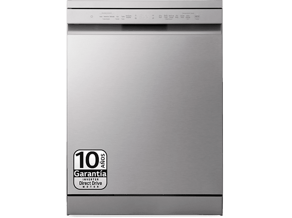 Lavavajillas - LG DF243FV, 14 servicios, 9 programas, 60 cm, QuadWash™,  EasyRack™, Inox antihuellas