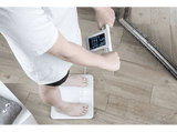 Báscula analizador de fitness - Jata HBAS2501, Peso máx. 180 kg, Pantalla LCD, 8 Sensores Alta Precisión, Memoria para 8 Personas, Blanco
